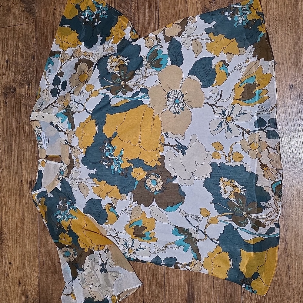 Katherine Barclay Floral Blouse in Yellow and Brown